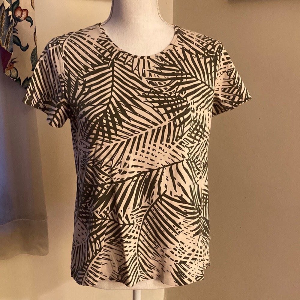 Croft & Barrow Tan Fern Print T-Shirt